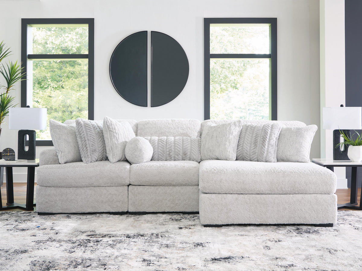 Cuddle Plush 3-Piece Sectional with Chaise Velvet Chenille
