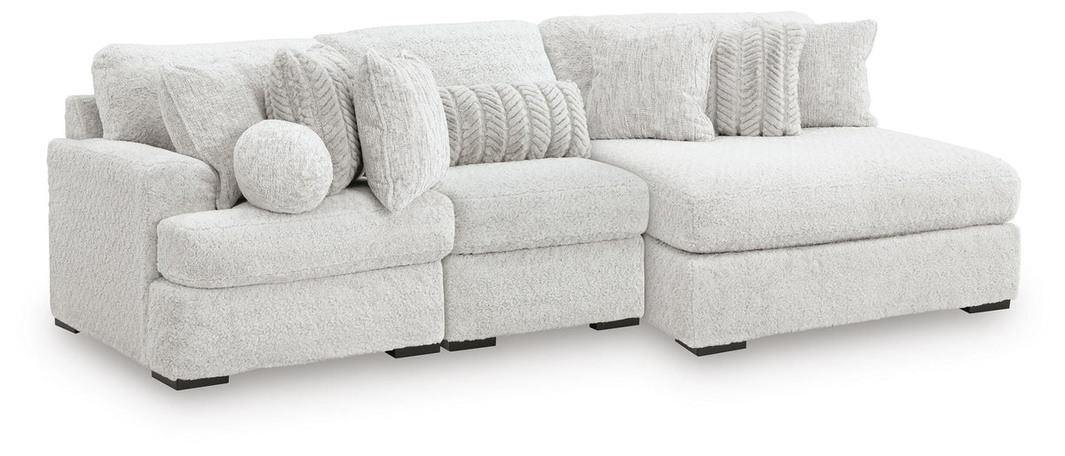 Cuddle Plush 3-Piece Sectional with Chaise Velvet Chenille