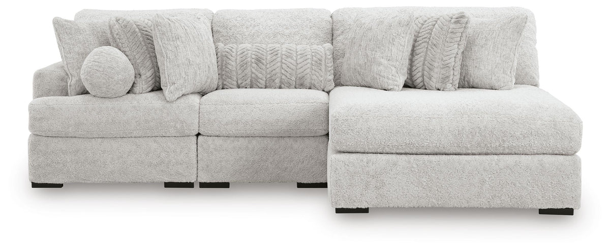 Cuddle Plush 3-Piece Sectional with Chaise Velvet Chenille
