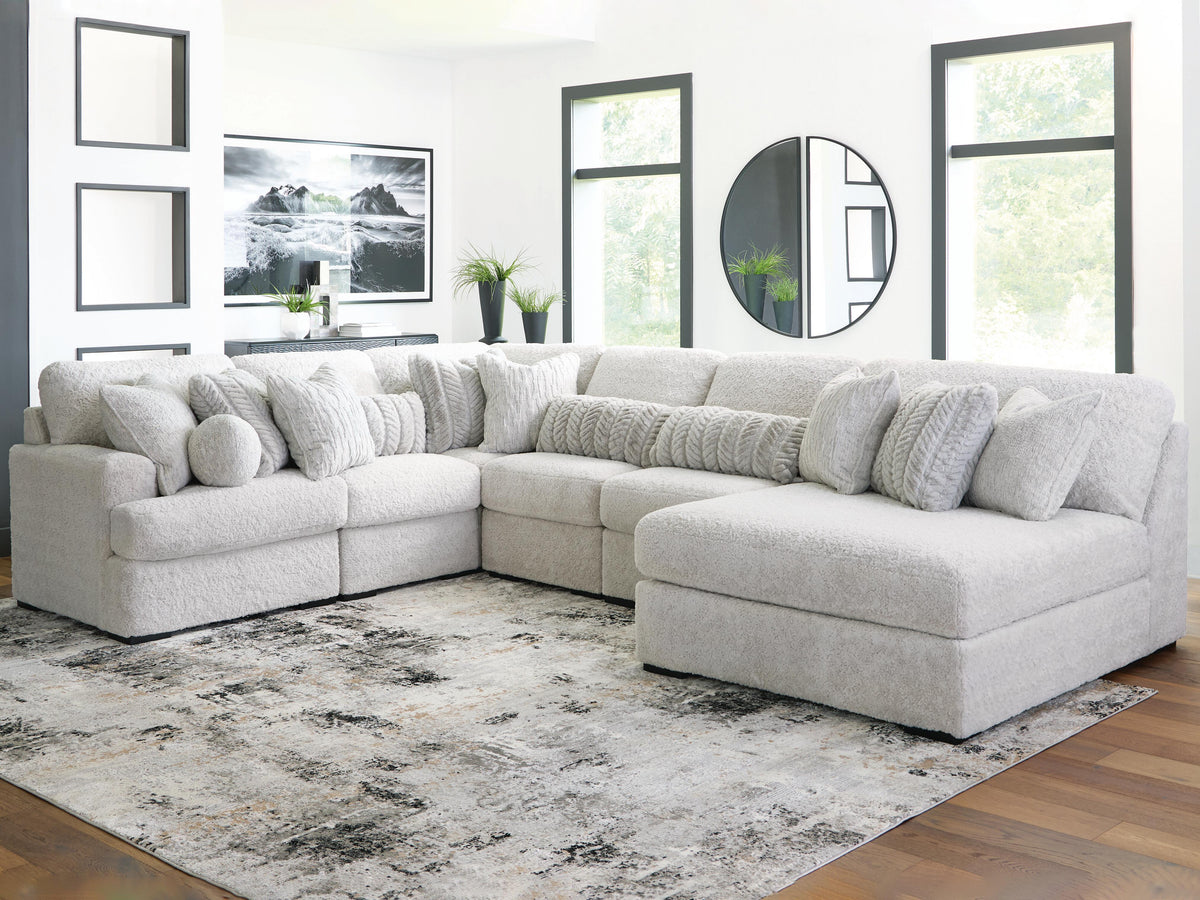 Cuddle Plush 6-Piece Sectional with Chaise Velvet Chenille