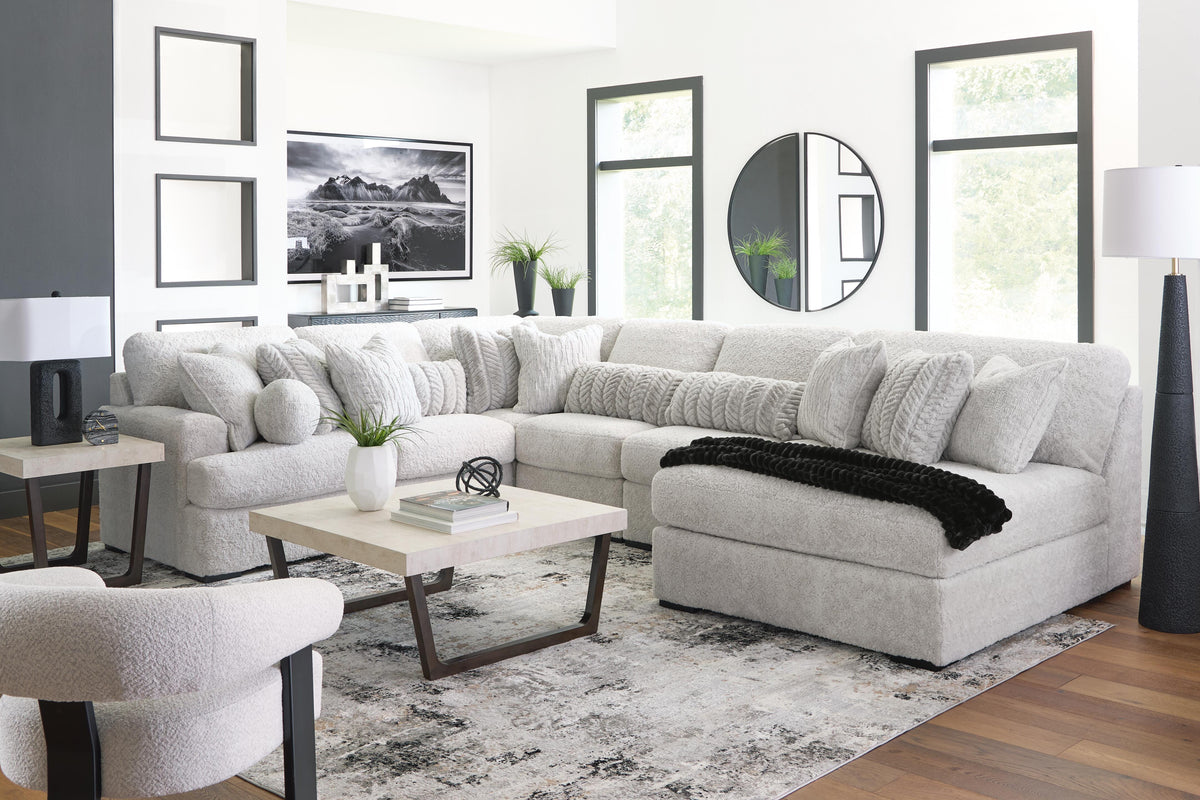 Cuddle Plush 6-Piece Sectional with Chaise Velvet Chenille