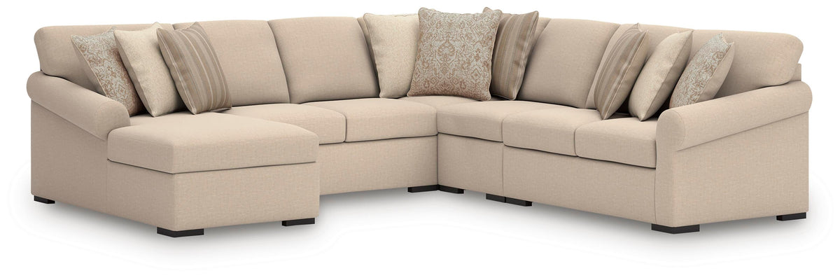 LadyMae 5-Piece Sectional with Chaise Next-Gen Nuvella™ Performance Fabric