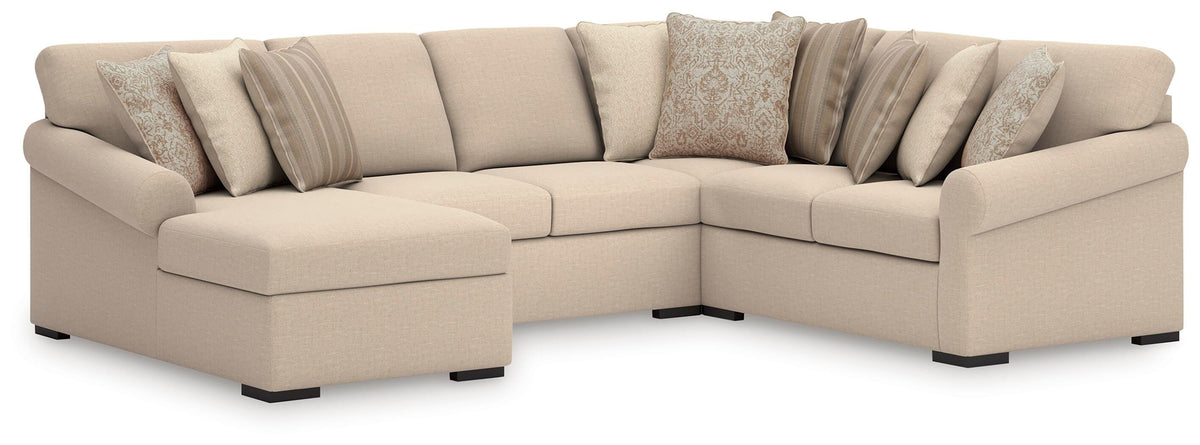 LadyMae 4-Piece Sectional with Chaise Next-Gen Nuvella™ Performance Fabric
