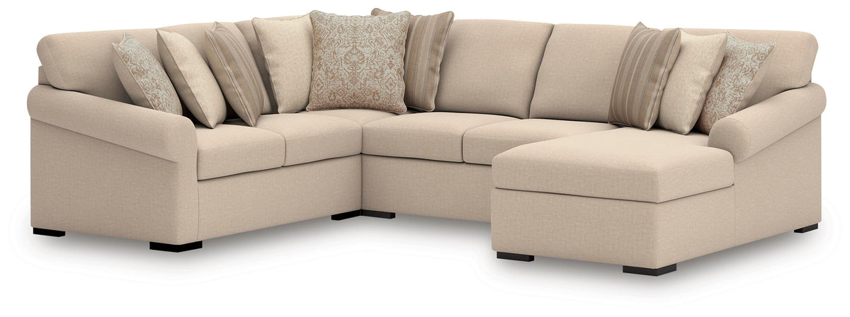 LadyMae 4-Piece Sectional with Chaise Next-Gen Nuvella™ Performance Fabric