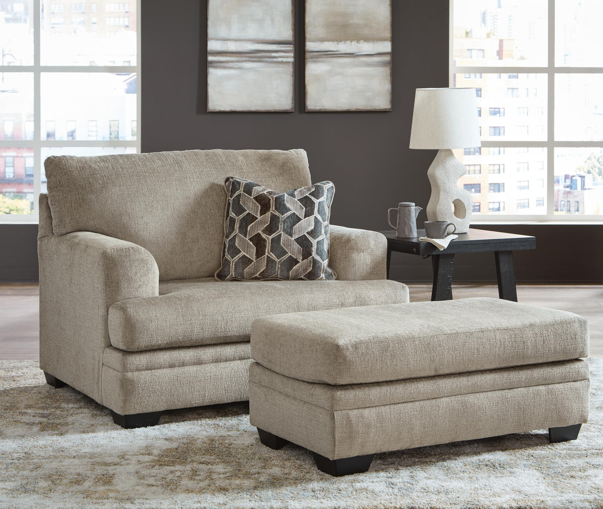Stonemeade Sofa Chaise, Oversized Chair, and Ottoman