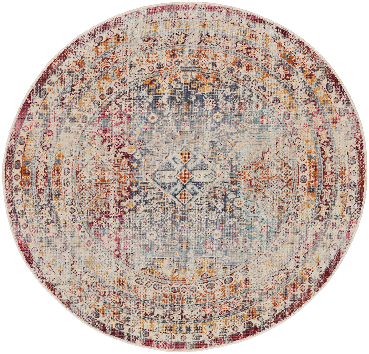 Vintage Kashan VKA09 Multicolor Rug - Round