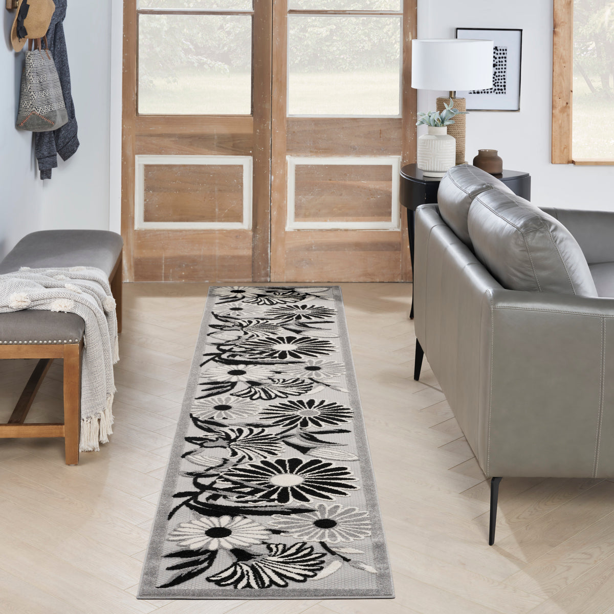 Aloha ALH33 Black White Rug - room scene