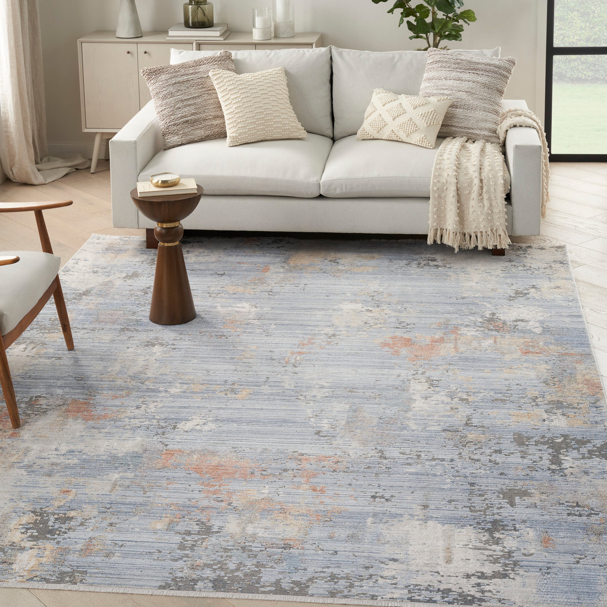 Abstract Hues ABH01 Grey Blue Rug - room scene