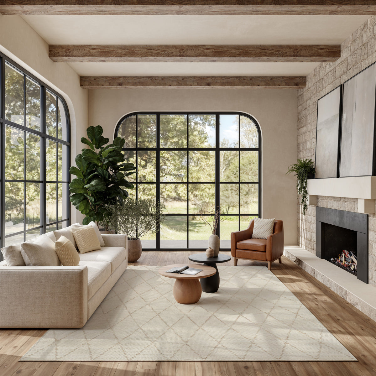 Azure AZU01 Ivory Rug - room scene