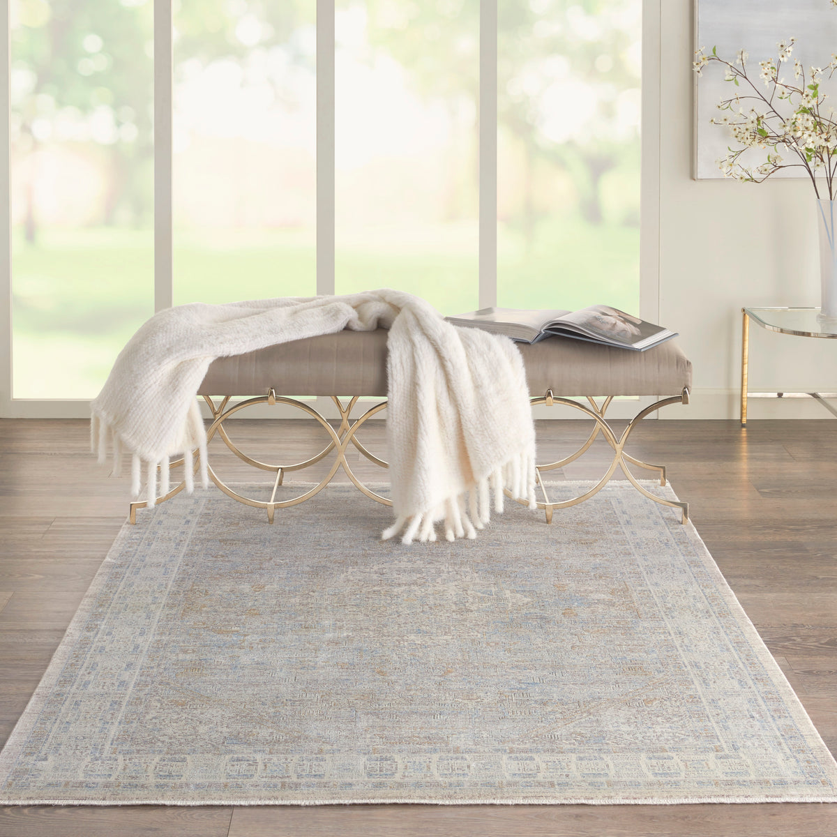 Starry Nights STN02 Cream Grey Rug - room scene