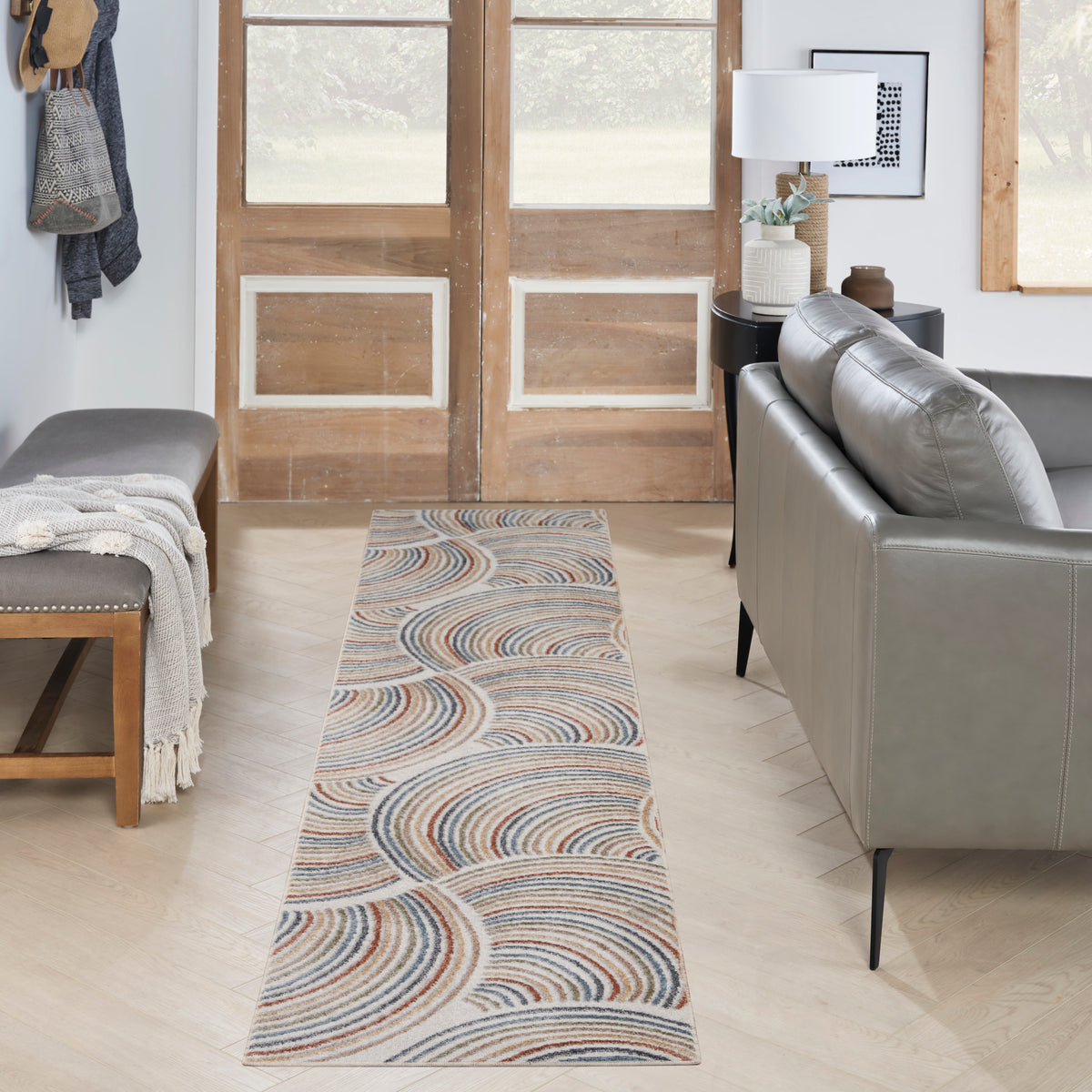 Astra Machine Washable ASW08 Ivory Multicolor Rug - room scene