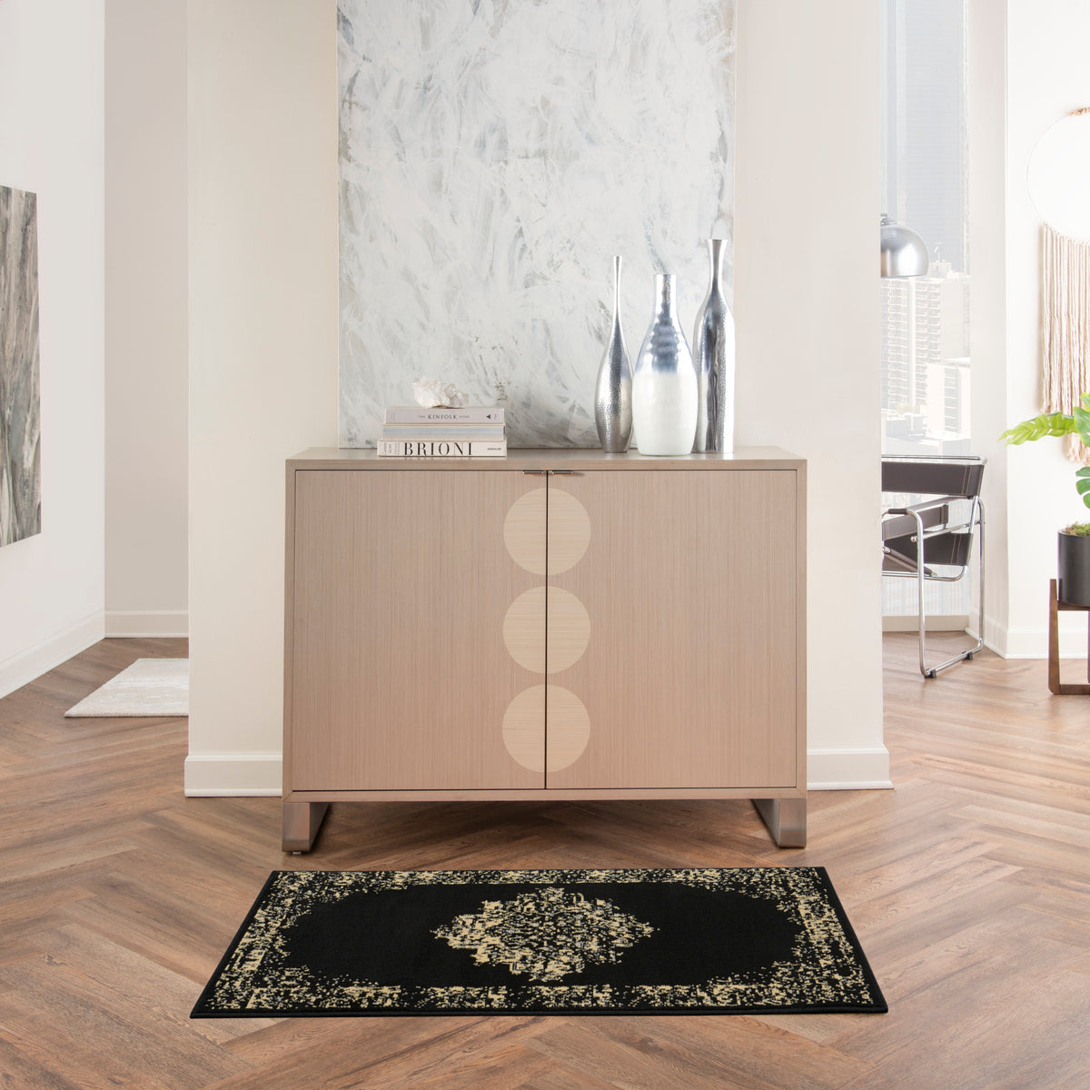Grafix GRF14 Black Rug - room scene