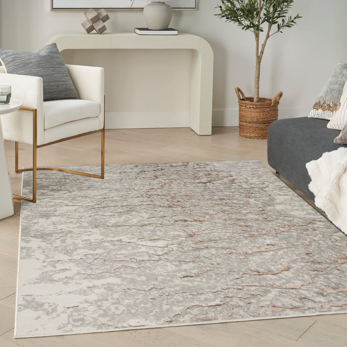 Glow MTL02 Grey Mocha Rug - room scene