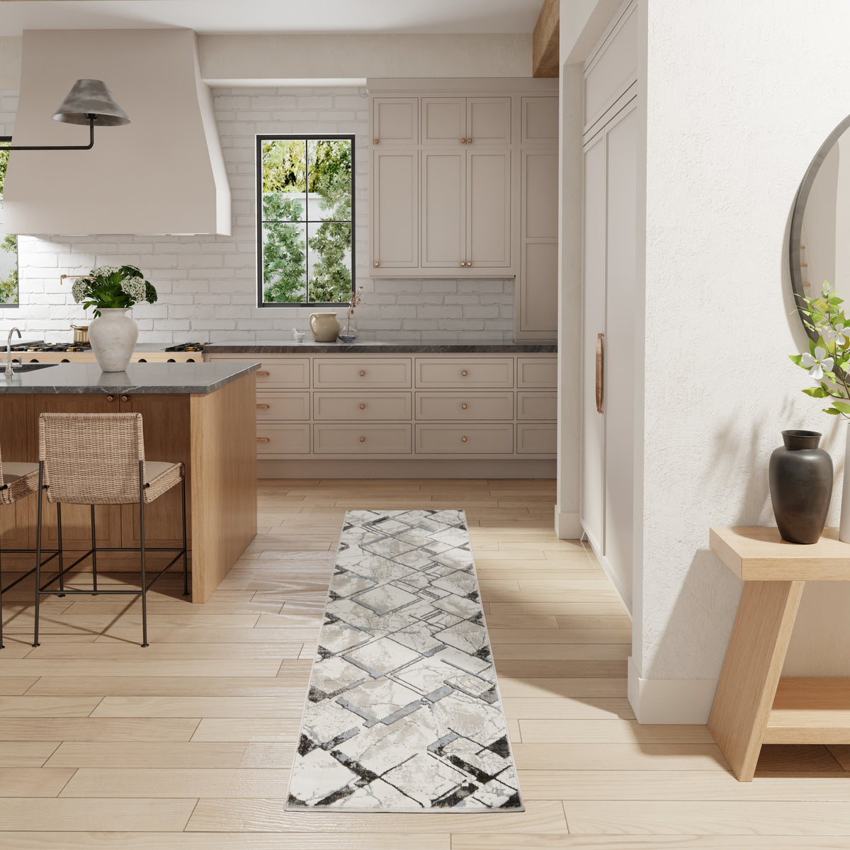 Glitz GLZ02 Ivory Grey Rug - room scene