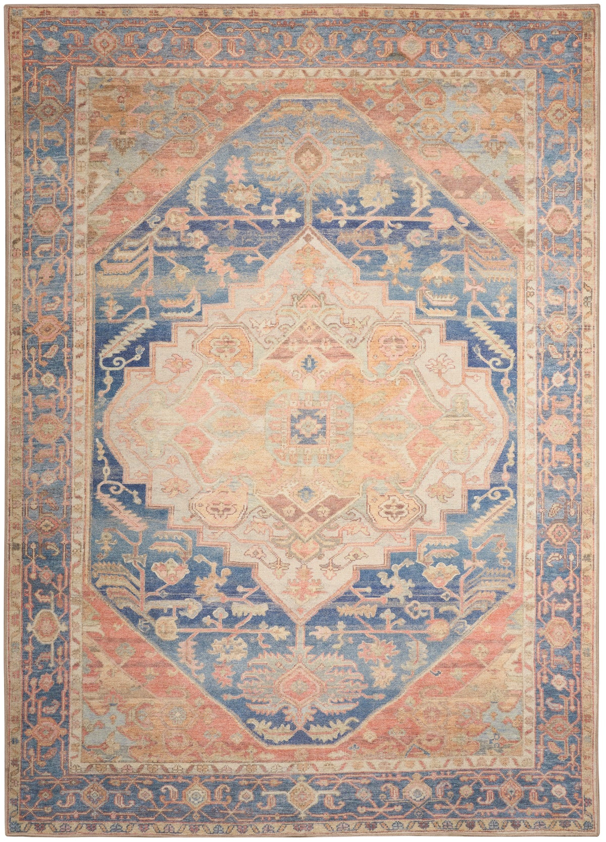 Vintage Washables VWS13 Blue Coral Rug - Rectangle