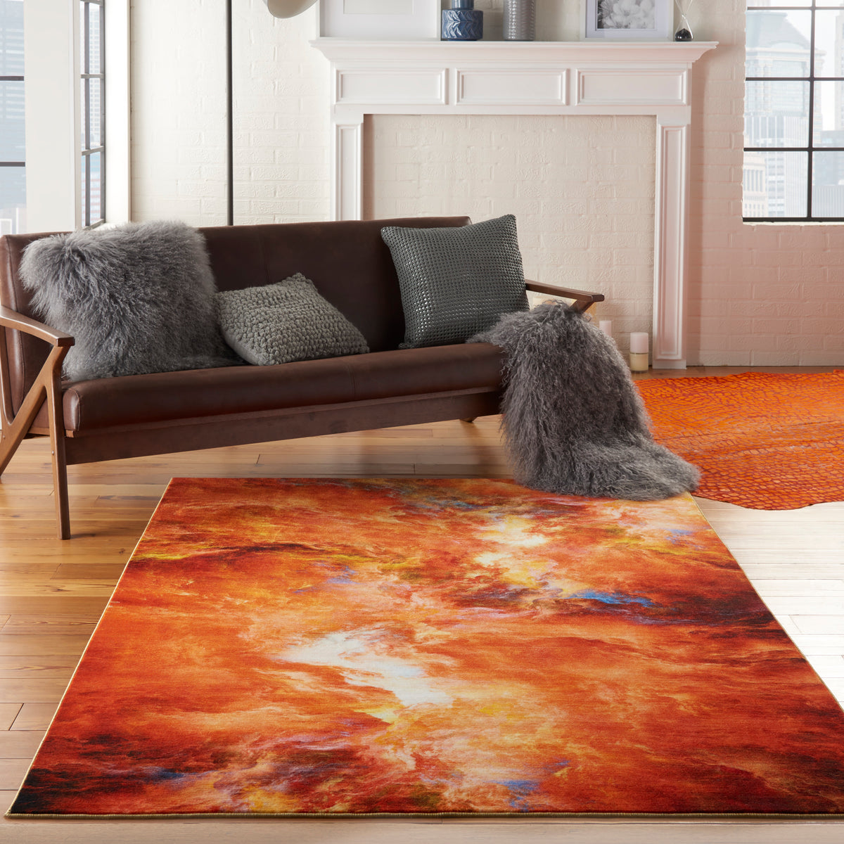 Le Reve LER05 Red Flame Rug - room scene