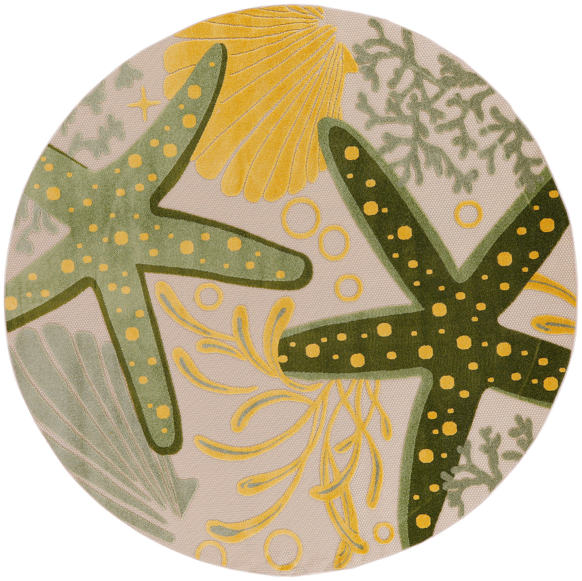 Aloha ALH24 Green Yellow Rug - Round