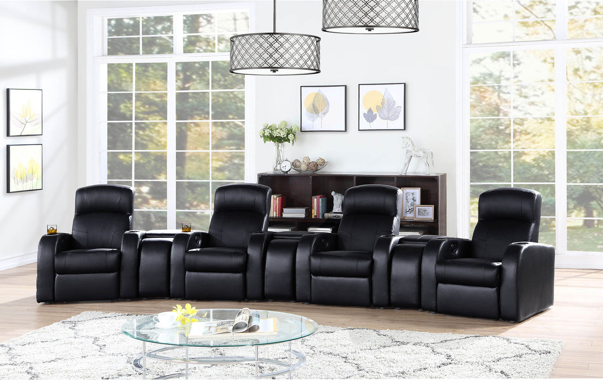 Cyrus 7-piece Upholstered Home Theater Seating with 4 Recliners and 3 Wedge Consoles