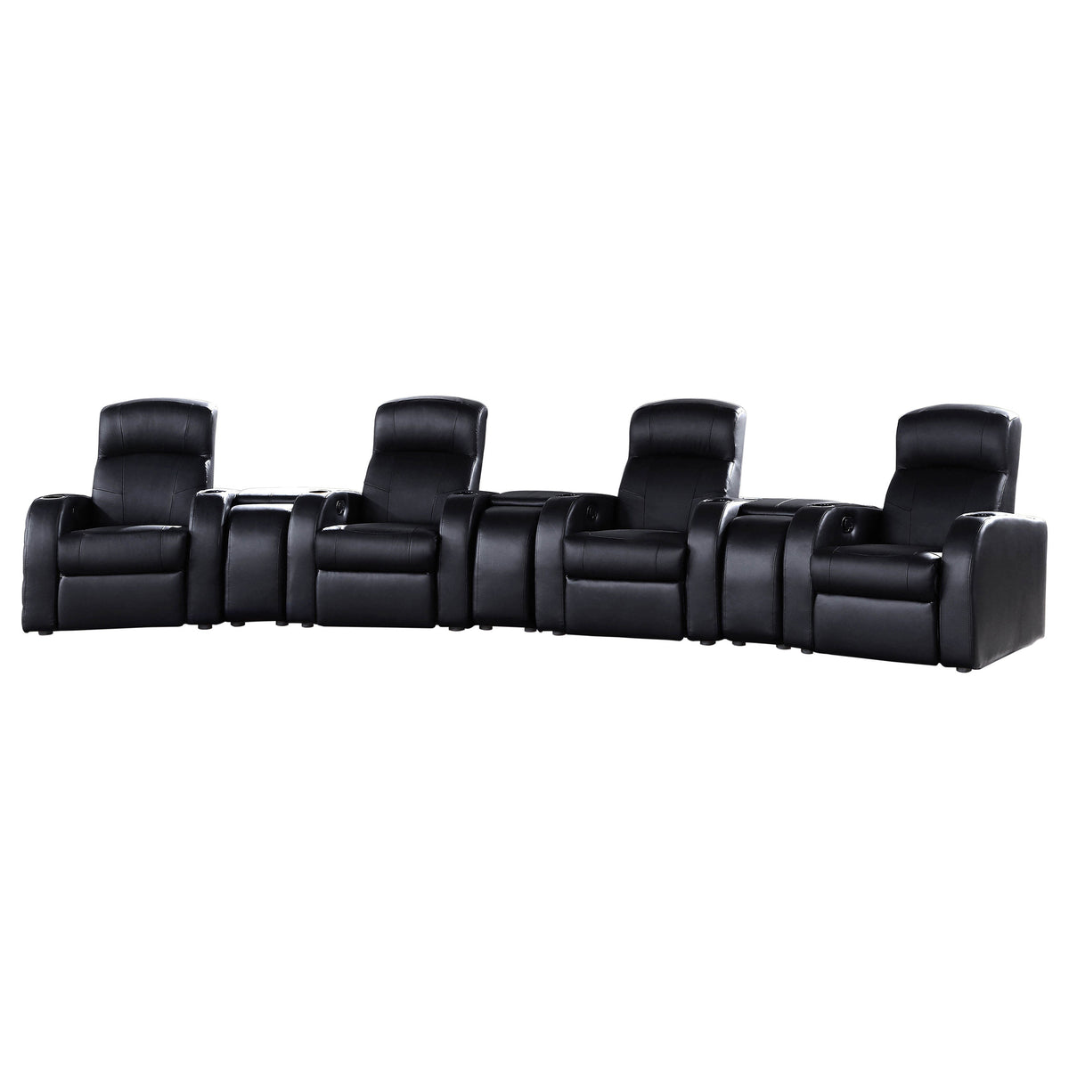 Cyrus 7-piece Upholstered Home Theater Seating with 4 Recliners and 3 Wedge Consoles