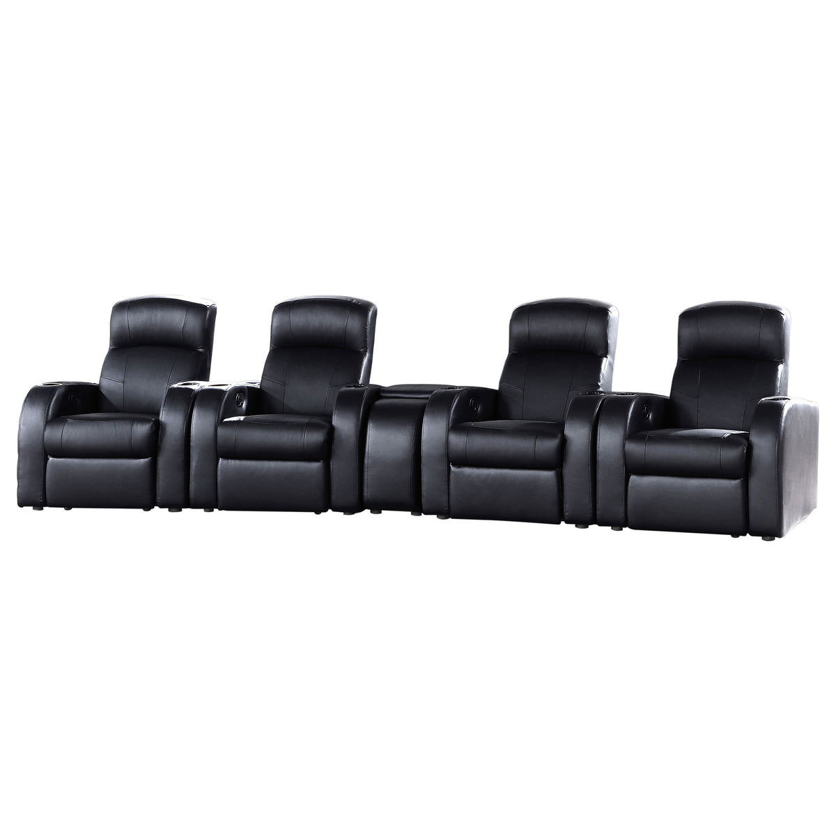 Cyrus 5-piece Upholstered Home Theater Seating with 4 Recliners and 1 Wedge Console
