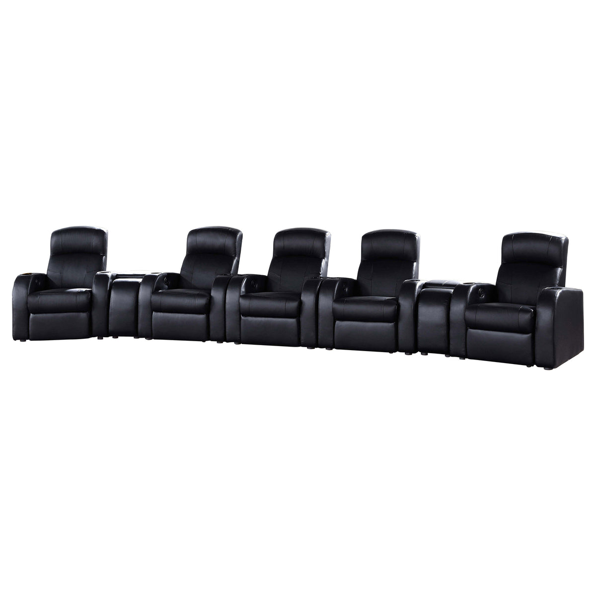 Cyrus 7-piece Upholstered Home Theater Seating with 5 Recliners and 2 Wedge Consoles