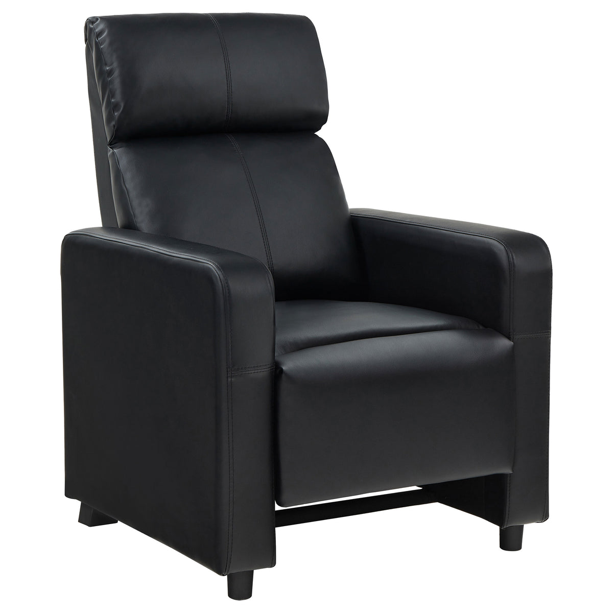 Toohey Upholstered Tufted Recliner Living Room Set Black with 3 Push-Back Recliners and 2 Wedge Consoles