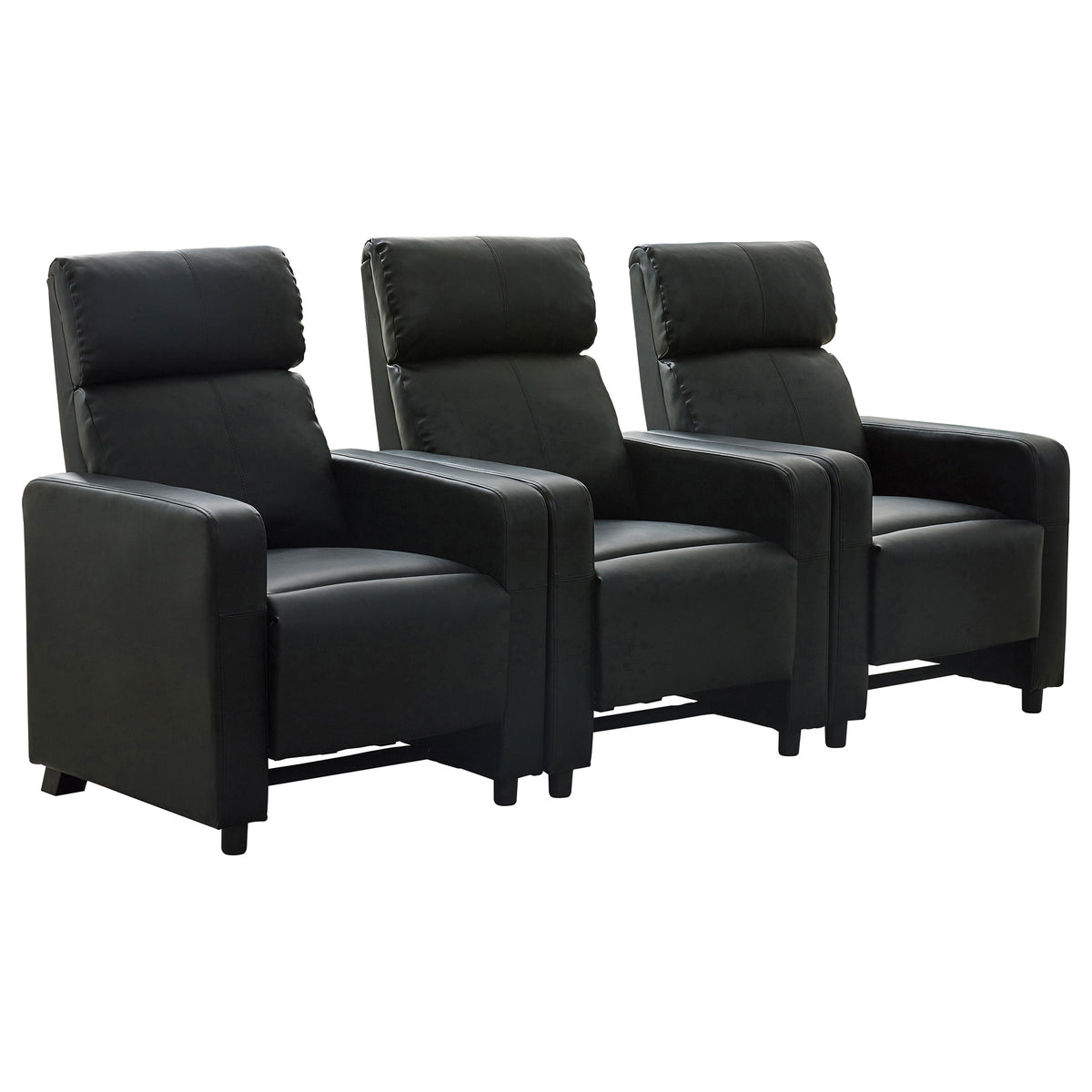 Toohey Upholstered Tufted Recliner Living Room Set Black with 3 Push-Back Recliners