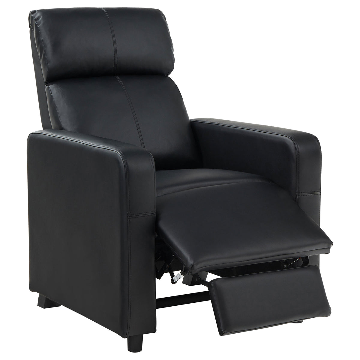 Toohey Upholstered Tufted Recliner Living Room Set Black with 4 Push-Back Recliners and 3 Wedge Consoles