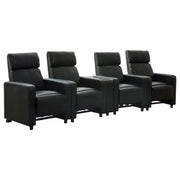Toohey Upholstered Tufted Recliner Living Room Set Black with 4 Push-Back Recliners and 1 Wedge Console