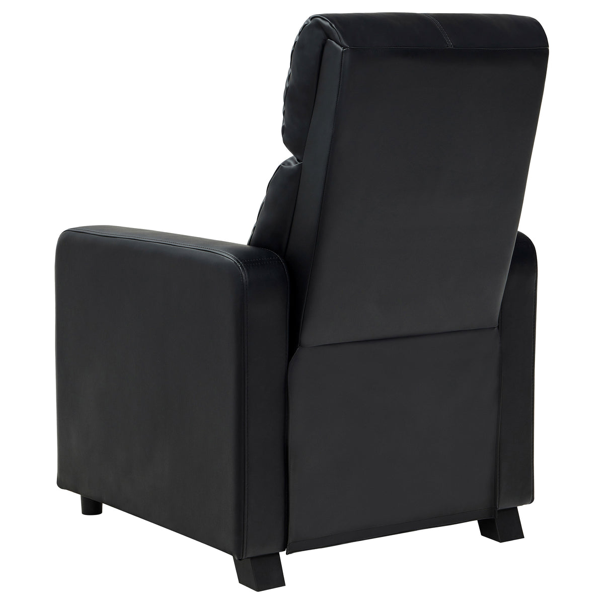 Toohey Upholstered Tufted Recliner Living Room Set Black with 4 Push-Back Recliners and 1 Wedge Console