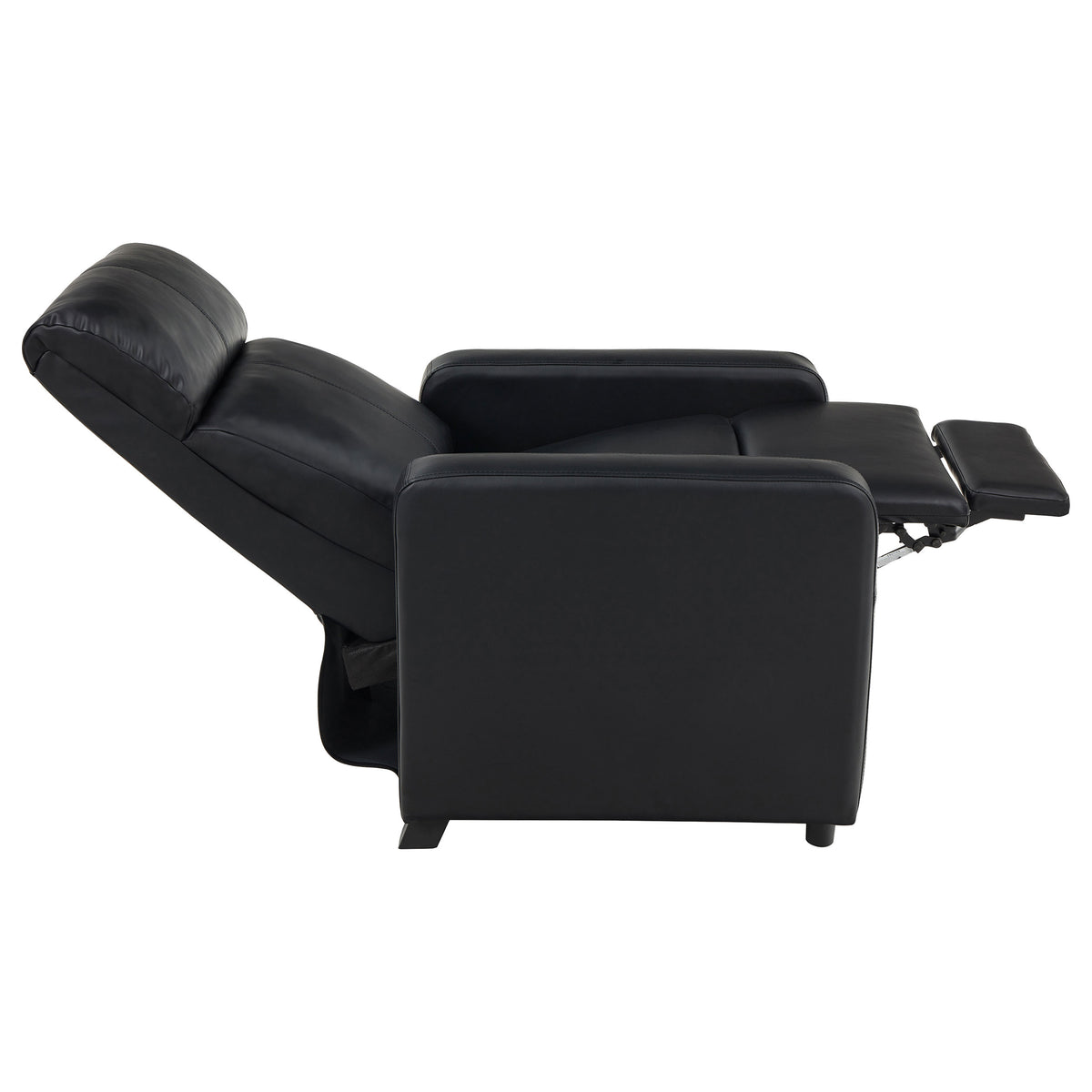 Toohey Upholstered Tufted Recliner Living Room Set Black with 4 Push-Back Recliners and 1 Wedge Console