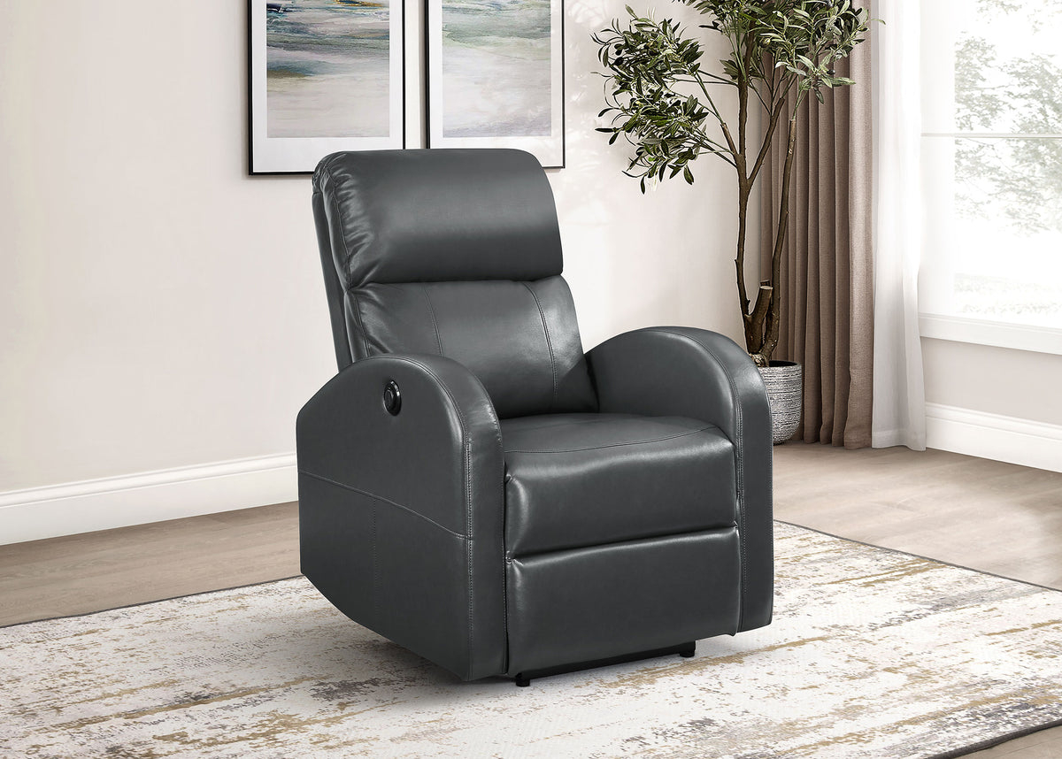 Grant Upholstered Power Recliner Chair - Grey Faux Leather