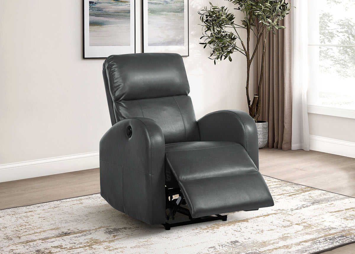 Grant Upholstered Power Recliner Chair - Grey Faux Leather