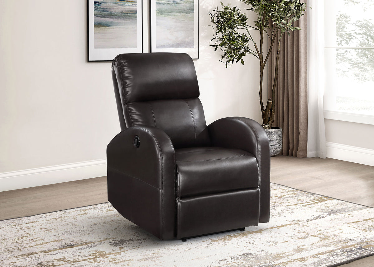 Grant Upholstered Power Recliner Chair - Brown Faux Leather