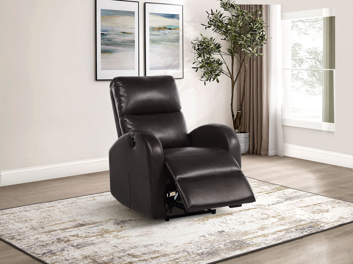 Grant Upholstered Power Recliner Chair - Brown Faux Leather