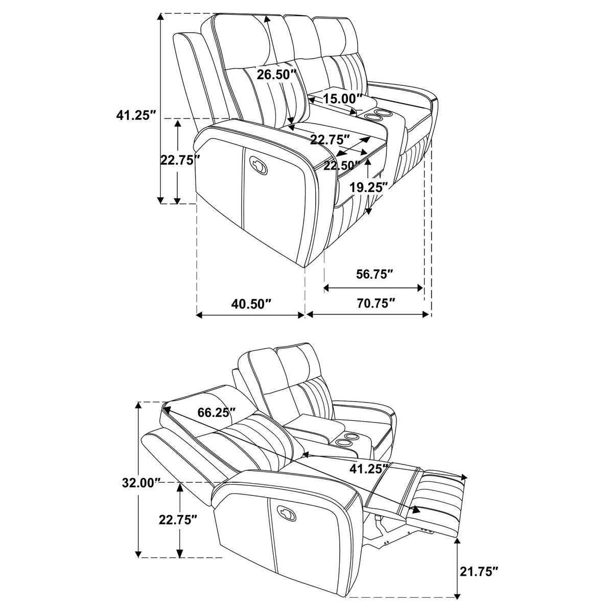Raelynn 2-piece Upholstered Reclining Sofa Set Grey