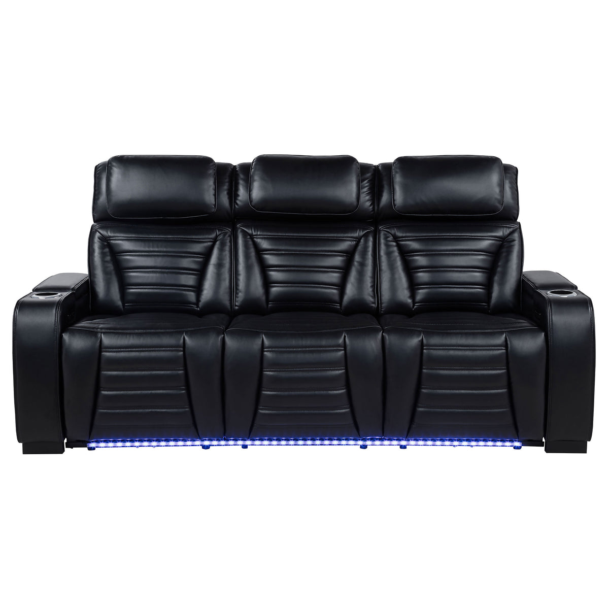 Zuma Dual Power Reclining Sofa with Reading Lights and Storage Black