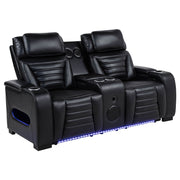 Zuma Dual Power Reclining Loveseat with Bluetooth and Storage Black