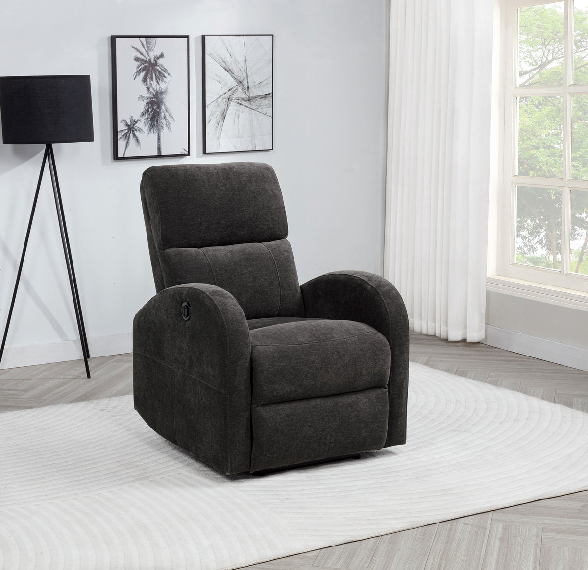 Grant Fabric Upholstered Power Recliner Chair - Charcoal Grey Fabric