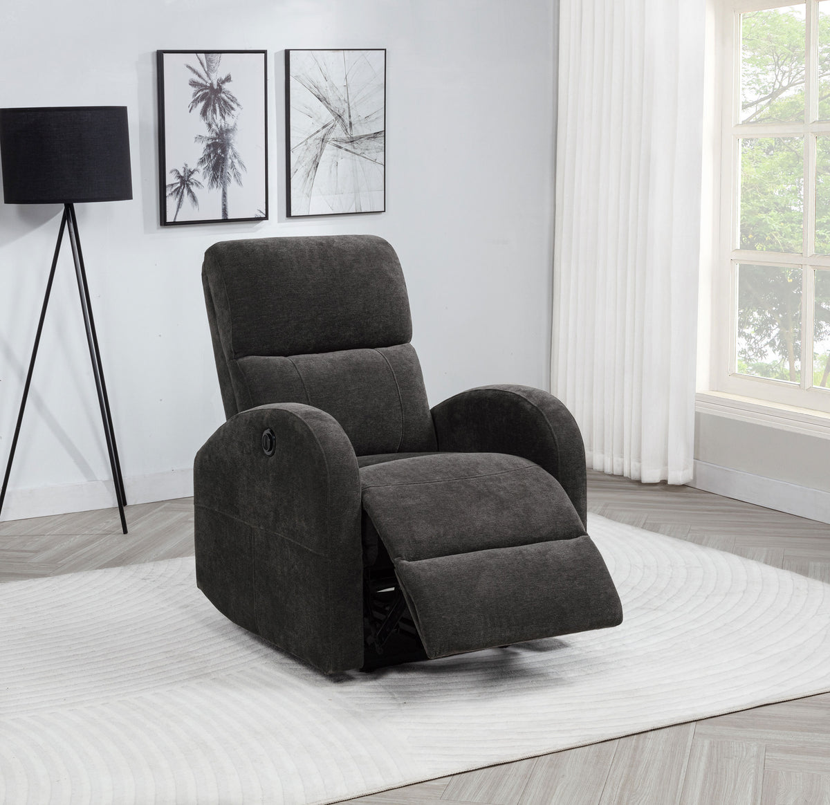 Grant Fabric Upholstered Power Recliner Chair - Charcoal Grey Fabric