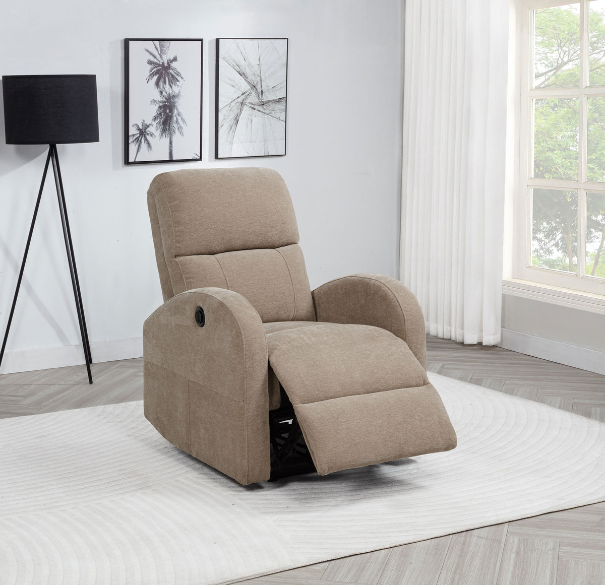 Grant Fabric Upholstered Power Recliner Chair - Camel Fabric