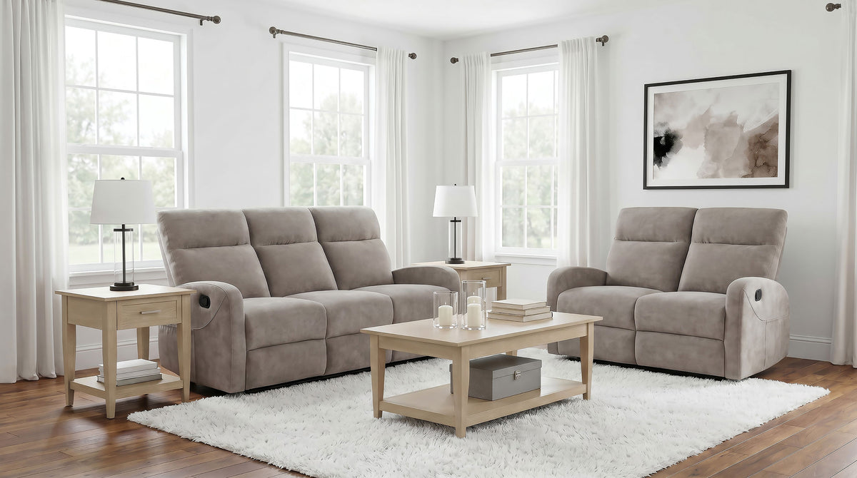 Hamilton 2-piece Chenille Manual Reclining Sofa Set - Sand