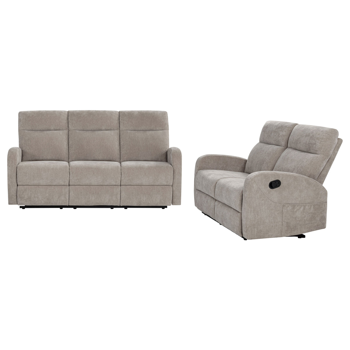 Hamilton 2-piece Chenille Manual Reclining Sofa Set - Sand
