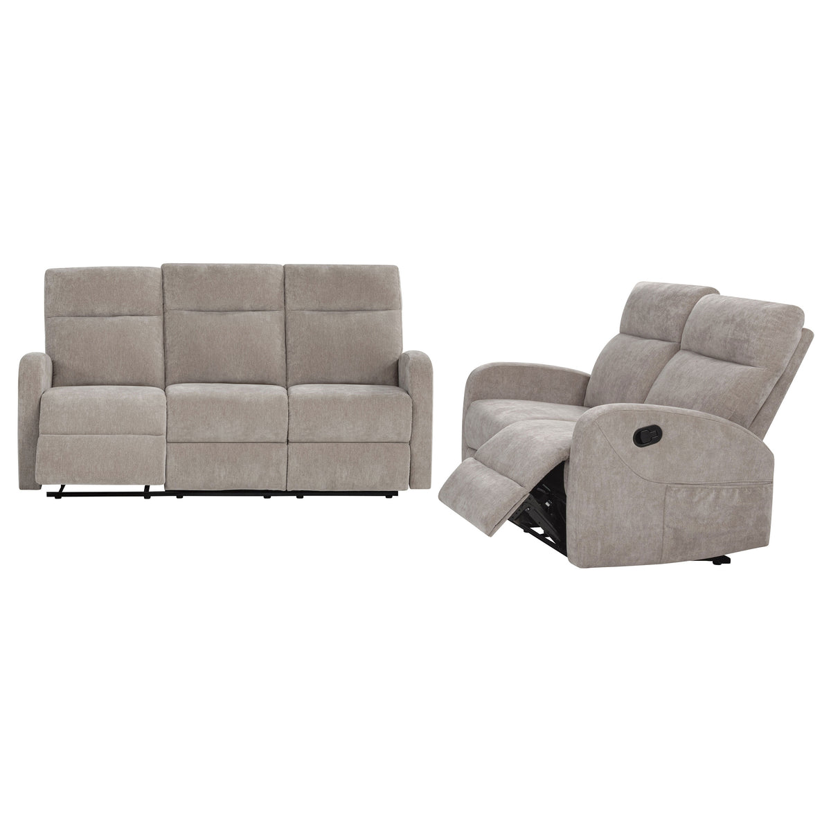 Hamilton 2-piece Chenille Manual Reclining Sofa Set - Sand
