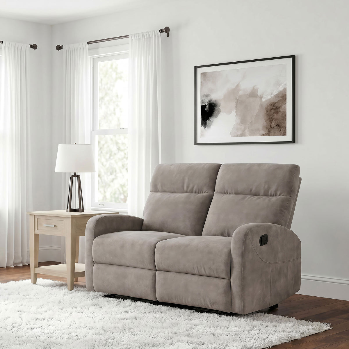 Hamilton Chenille Manual Reclining Loveseat - Sand
