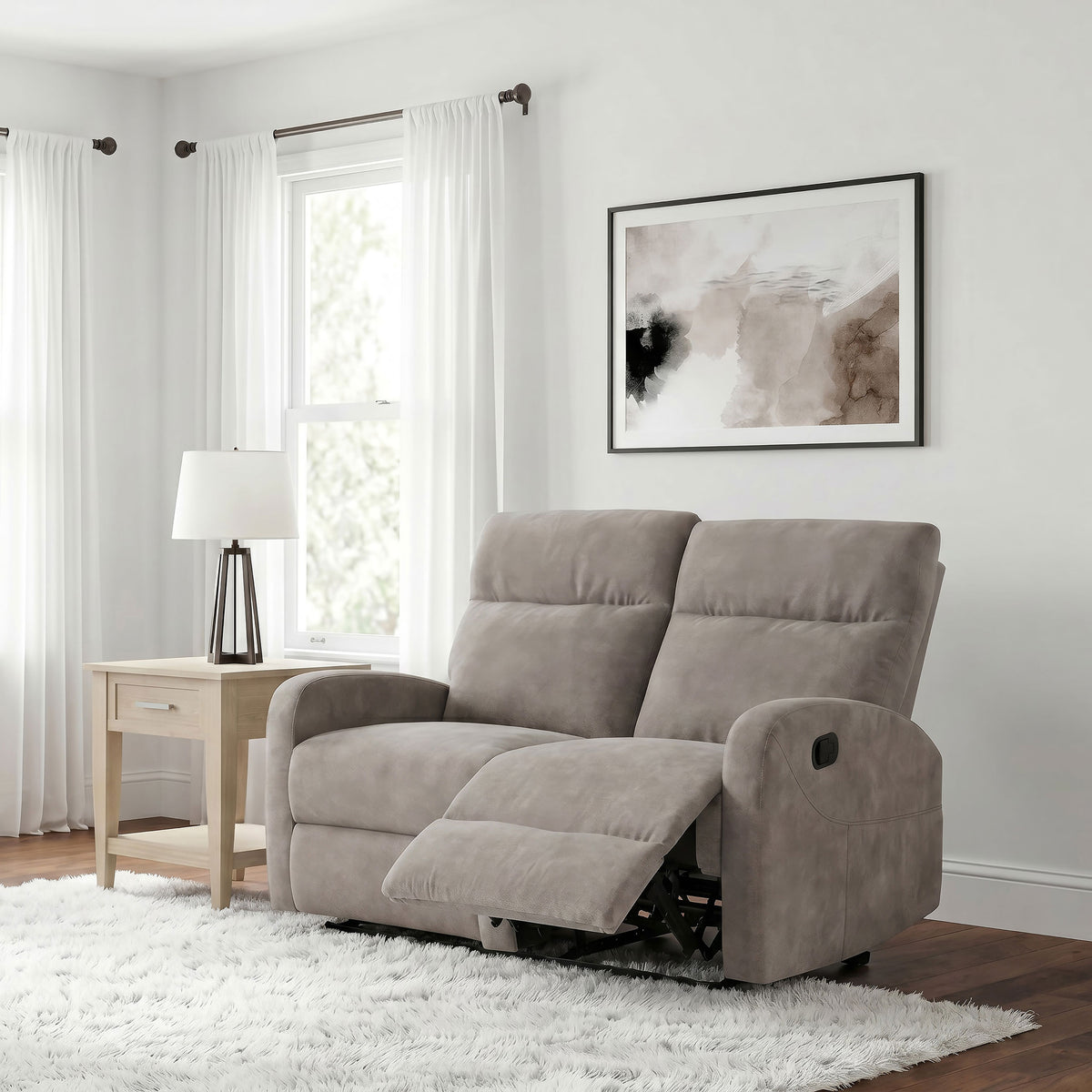 Hamilton Chenille Manual Reclining Loveseat - Sand