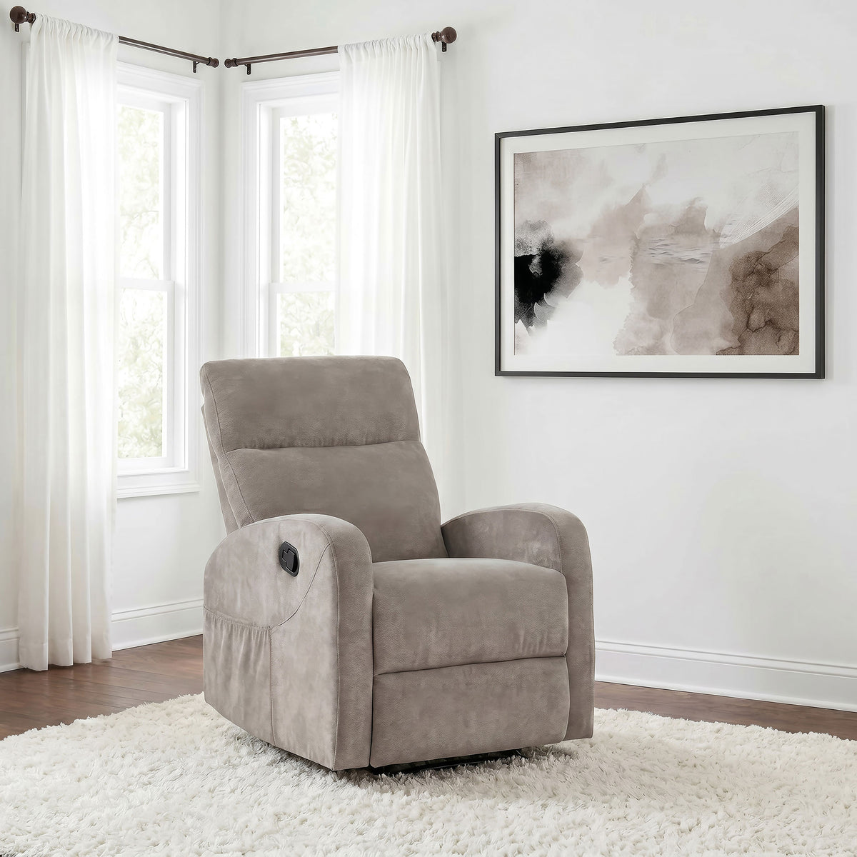 Hamilton Chenille Manual Recliner - Sand