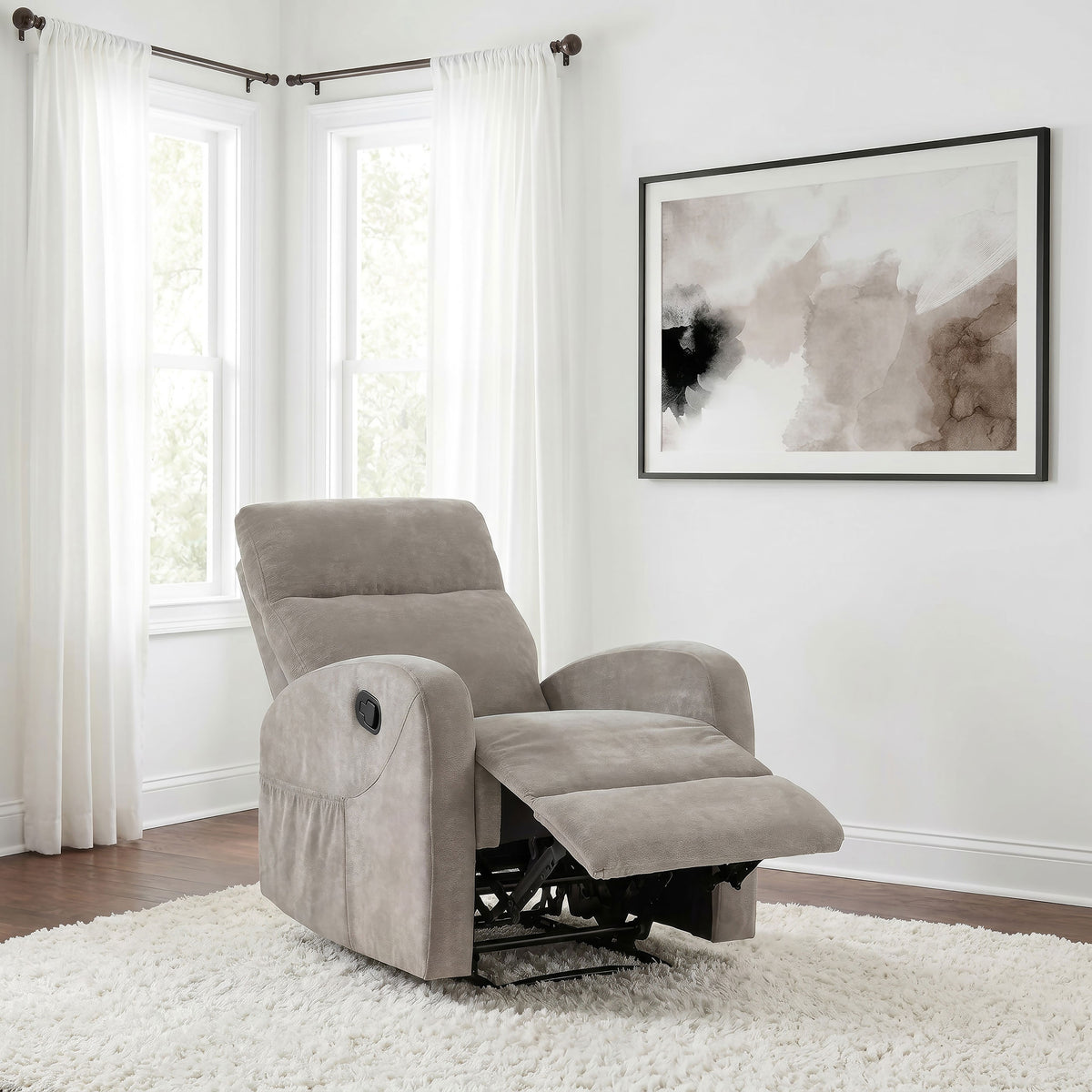 Hamilton Chenille Manual Recliner - Sand