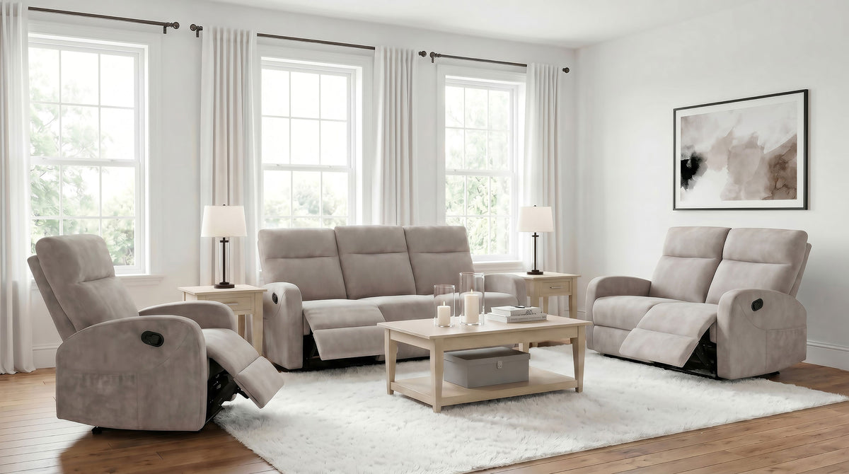 Hamilton Chenille Manual Recliner - Sand