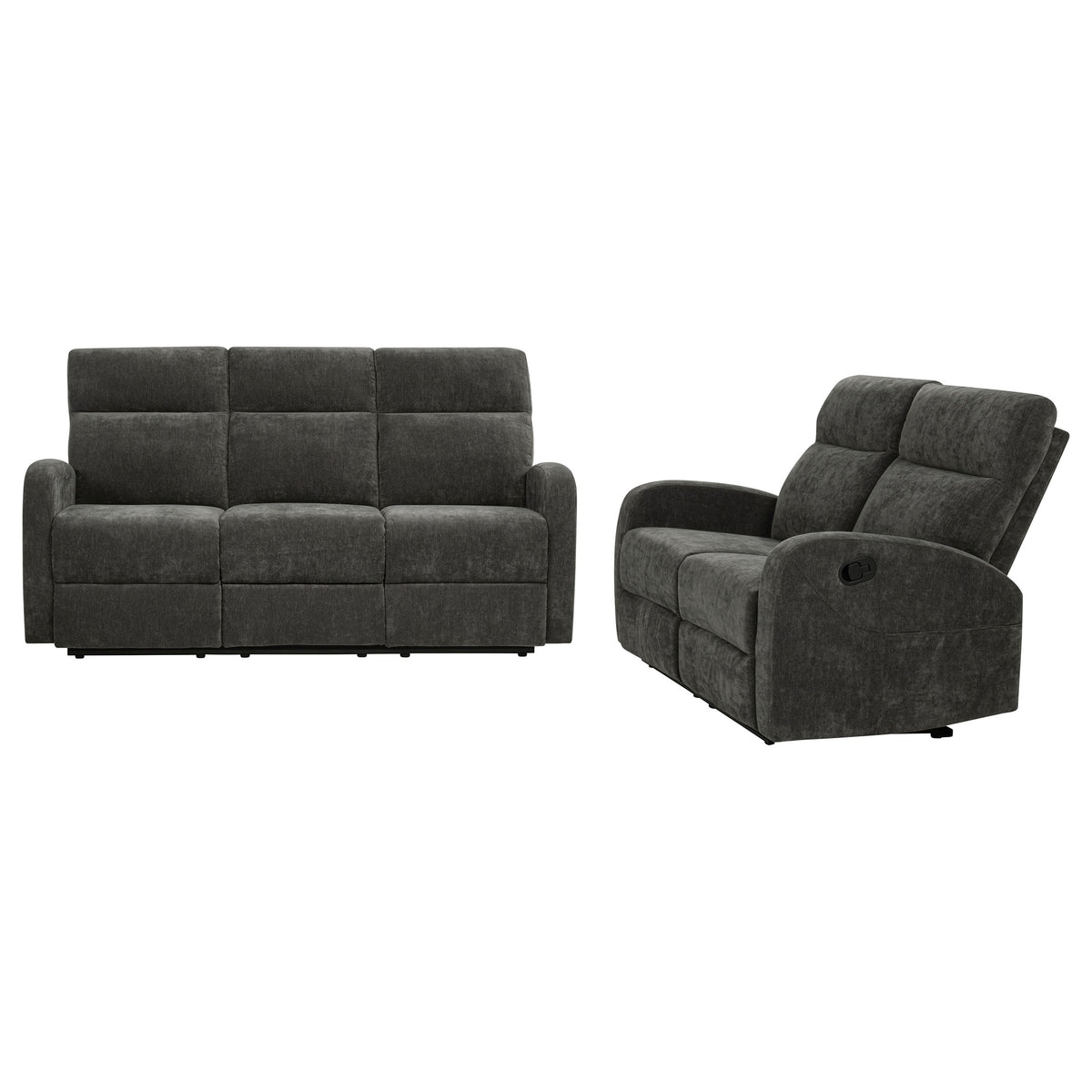 Hamilton 2-piece Chenille Manual Reclining Sofa Set - Charcoal Grey